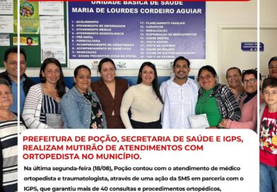 Secretaria Municipal de Saúde e em parceria com o IGPS, realizaram nesta segunda-feira (18/08) um mutirão de ortopedia, ofertando consultas e procedimentos para a população